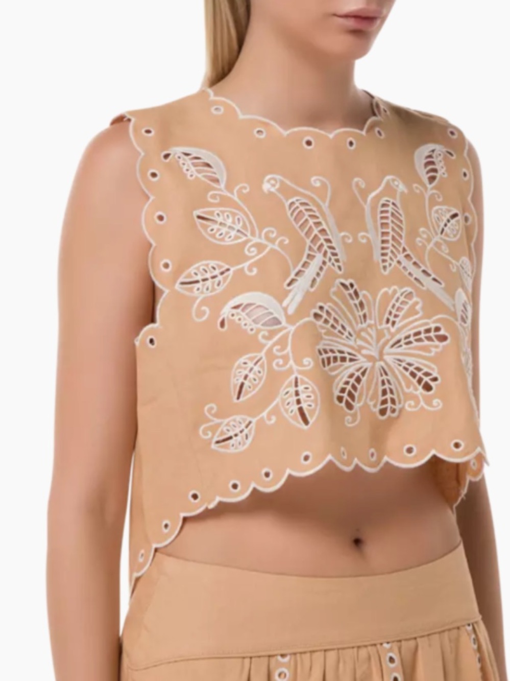 NWT Farm Rio SAND RICHILIEU
SLEEVELESS CROP TOP, M - Picture 3 of 12